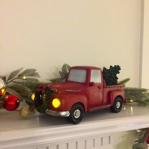 Red Resin Holiday Truck w/ Light Up Headlights